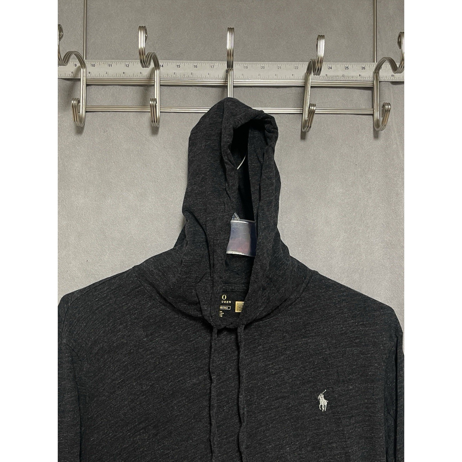 Polo Ralph Lauren Hoodie Men Xl Charcoal Knit Lightweight Pullover Sweatshirt